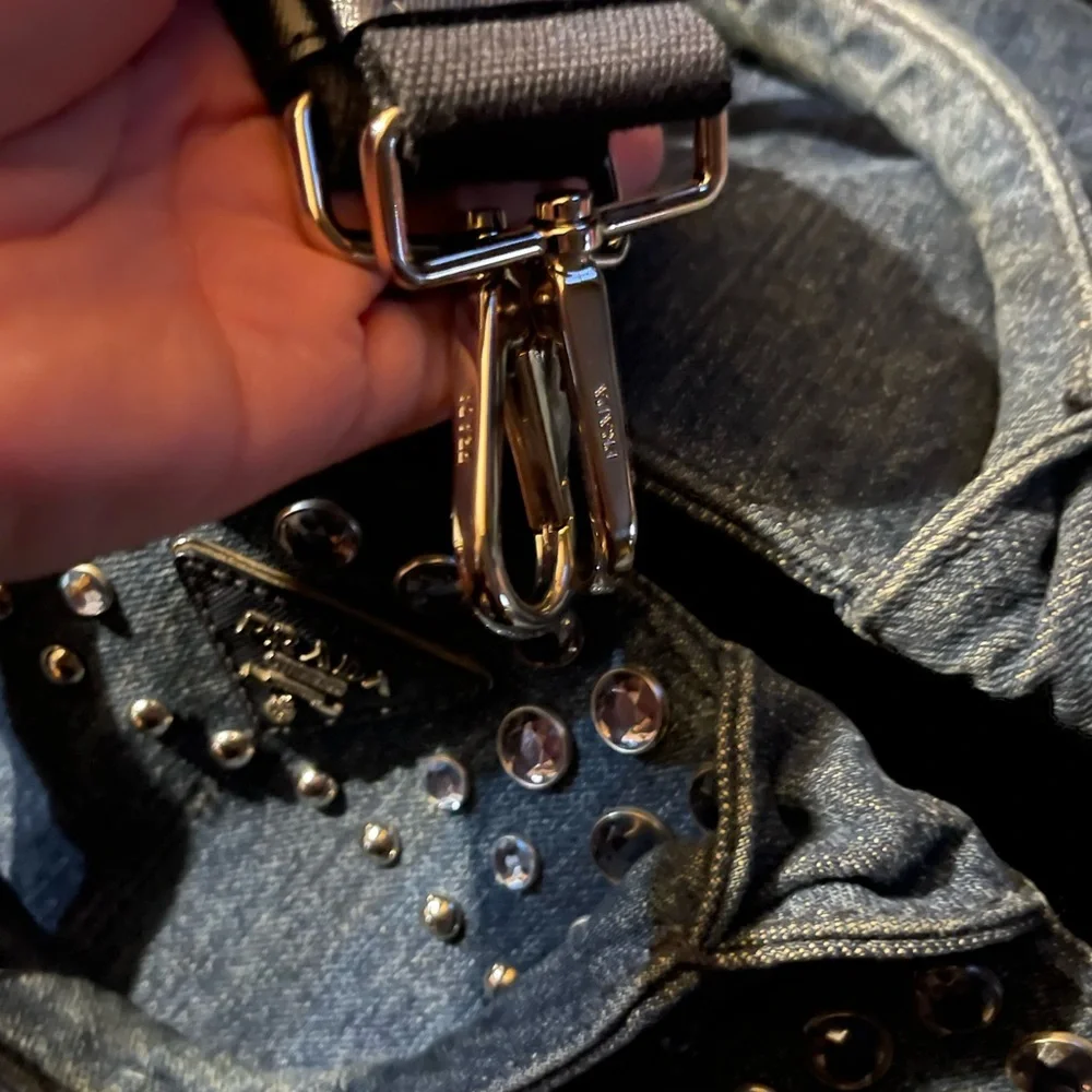 Prada Denim Blue Studded Tote Bag - Picture 13 of 16